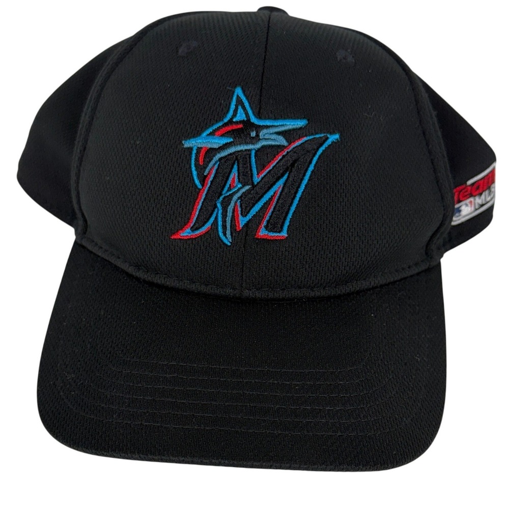 OC Sports Miami Marlins MLB Baseball Cap Black Mesh Adjustable Hat MLB-350 OSFM